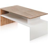 Mesa de Centro Doble Altura, Mesita para Salón, Mesa Auxiliar, Modelo Iris, Acabado en Color Blanco Artik y Roble Nodi, 108 cm (Largo) x 50 cm (Ancho) x 43 cm (Alto) - details 5