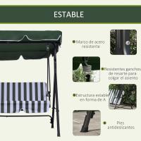 Columpio de Jardín de 3 Plazas Balance Exterior con Techo Ajustable y Marco de Acero Carga de 200kg - details 3