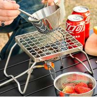 Parrilla de camping portátil de acero inoxidable, hoguera plegable multifuncional, soporte de gas, soporte para estufa de leña al aire libre - details 5