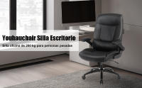 Silla Escritorio, Silla Oficina de 200 kg para Personas Pesadas, Silla Ergonómica Escritorio con Reposabrazos Abatibles, Sillas Escritorio de Cuero PU, Respaldo Alto, Negro - details 0