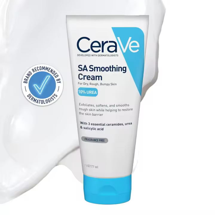CeraVe SA Crema suavizante para pieles secas, ásperas y con baches, 10% urea, 6.3 oz, sin fragancia - 1