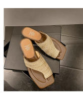 Sandalias Platas Retro Francesas con Punta Tejida Zapatillas de Moda para Mujeres 2025 - details 10