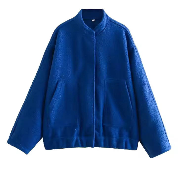 Chaqueta de Mujer Elegante Ajuste Suave, Manga Larga, Chaqueta de Bombero con Bolsillos y Botones, Ropa Callejera Casual Suelta, 2023 - 1