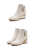 Nuevas botas cortas extranjeras de tacón alto, nuevas botas individuales, botas finas de tacón medio de tacón grueso para mujer. - details 7