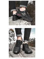 Zapatos de senderismo de cuero genuino para hombre, zapatillas de escalada anticolisión para acampar al aire libre, con cordones, Trekking - details 14