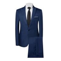 Conjunto de Pantalones y Abrigo para Hombre Traje de Negocios Ajustado de Manga Larga con Correa y Botones Únicos - details 22