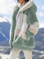 Chaqueta de invierno para mujer, sudadera con capucha de talla grande, cálida, de felpa, con relleno de bolsillo con cremallera, chaqueta holgada - details 21