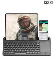 Teclado inalámbrico ergonómico con soporte para teléfono y panel táctil, Dual, Bluetooth, recargable, para iOS/Android/Win - details 5