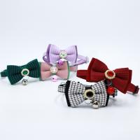 Collar ajustable con lazo para mascotas, cómodo patrón de rejilla, correas para el cuello a la moda, exquisito collar con colgante de gato de fibra de poliéster, 2 uds. - details 2
