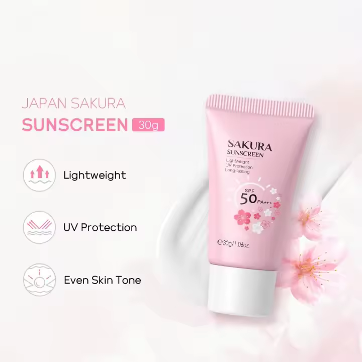 1 Uds Sakura Sunscreen30g crema hidratante y aislante protector solar Facial loción de aislamiento crema hidratante brillante - 1