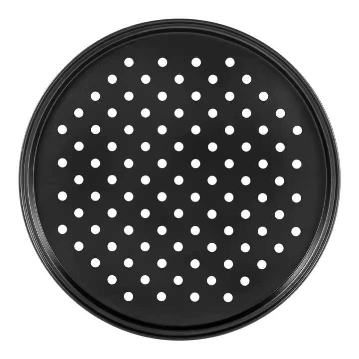 Sartenes perforadas personales para Pizza, bandeja de acero al carbono negro con revestimiento antiadherente, fácil de limpiar, 10 pulgadas - 1