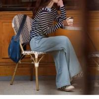Nuevas mujeres de primavera otoño jerseys empalmados cuello redondo moda a rayas suelta versátil minimalista Casual Top de punto de manga larga - details 3