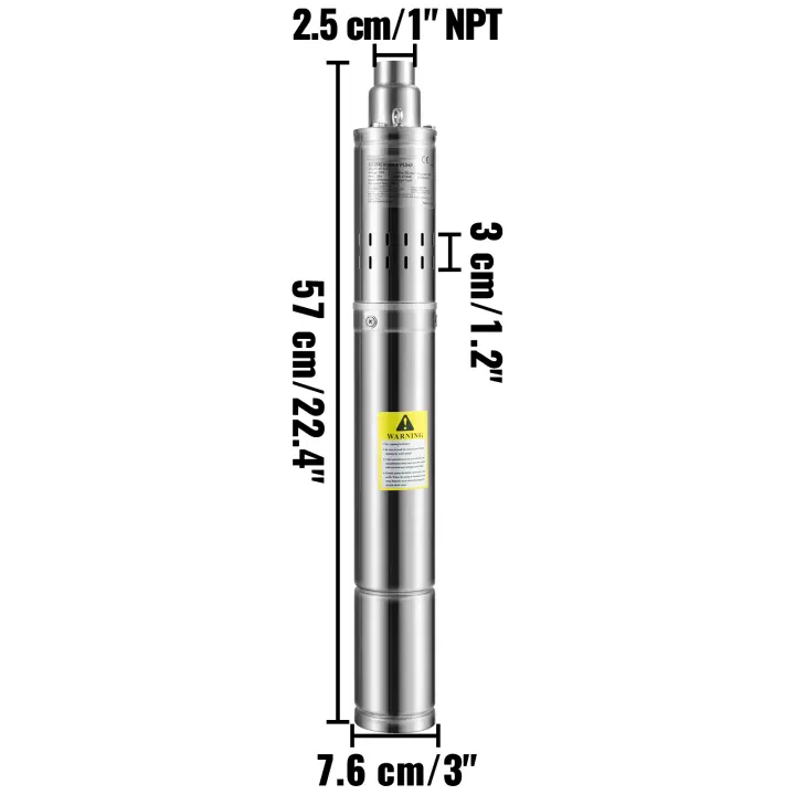 SucceBuy Bomba sumergible de pozo profundo, resistente a la arena, cable eléctrico, acero inoxidable, resistente al agua IP68, para riego y uso doméstico - 1