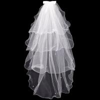 Velo de primera comunión para niñas de flores con lazo blanco santo para encaje con diamantes de imitación, peineta para el pelo para niños, tocado para fiesta de boda - details 3