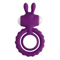 Leten-anillo vibrador para parejas, retardante de eyaculación, erección, anillos dobles vibratorios con Orejas de conejo, mejora los juguetes sexuales para hombres - details 4