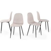 Juego de 4 sillas de comedor con asiento y respaldo suaves, con patas de metal macizo, para salón, dormitorio, cocina o comedor, ante marrón - details 35
