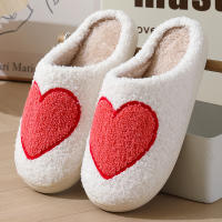 Día de San Valentín popular invierno cara sonriente gran amor zapatillas de algodón. - details 16
