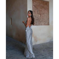 Vestido largo con volantes y estampado de lunares para mujer, traje Sexy sin mangas con Espalda descubierta, ajustado - details 5