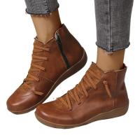 Botines planos vintage para mujer, zapatos informales con cordones - details 7