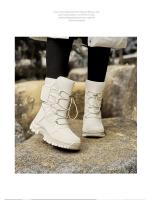 Botas de nieve impermeables para mujer, botines de piel cálida, con plataforma, color negro, a la moda, Invierno - details 18