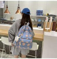 Mochila escolar de dibujos animados resistente al desgaste, impermeable, con bolsillo frontal con cremallera oculta, bolsillos laterales, sudadera con capucha de bloque de Color, doble deslizador - details 19