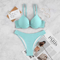 Conjunto de Bikini triangular para mujer, traje de baño liso, ropa de playa, bañador Sexy de cintura baja, novedad de 2023 - details 6