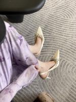 Cadena de diamantes de imitación tacones altos nuevo temperamento puntiagudo bolsa de banquete francés sandalias de cabeza zapatos individuales vacíos - details 12