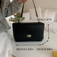 Bolso de mano profesional con solapa y cierre para mujer - Bolso de trabajo de cuero sintético de gran capacidad con cierre de hebilla seguro, correa desmontable - Elegante bolso cruzado/hombro para oficina, viajes, todos los días - Disponible en blanco y - details 2