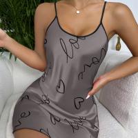 Camisón con estampado de letras y corazones, vestido informal con cuello redondo y tirantes finos para dormir, vestidos para dormir para mujer - details 1