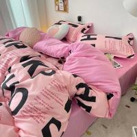 Juego de Ropa de Cama en Estilo Coreano Rosa Letras para Mujeres y Niñas Funda de Edredón Cubierta de Almohada de Tamaño Twin Full Queen Nordic - details 7