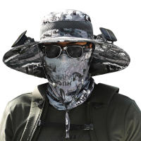 Sombrero de pesca con ventilador Solar de ala ancha para hombre, gorro de pesca de secado rápido, recargable, silencioso, de viento grande, para verano, playa, viaje, vacaciones - details 0