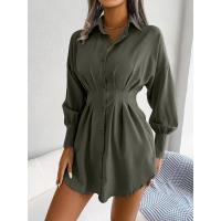 Vestido de blusa de mujer con mangas abullonadas, vestidos de manga larga para mujer, cintura asimétrica, elegante y hermoso - details 9