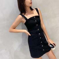 Vestido de mezclilla para mujer Falda con tirantes delgada en la cintura - details 15