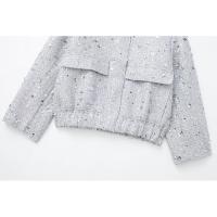 BUNO-Chaqueta Bomber con Lentejuelas para Mujer Otoño Nuevo Cuello Redondo Manga Larga Bolsillo con Solapa Lentejuelas Hilos Metálicos Decorados Estiramiento Interior Dobladillo Chaqueta Abrigo Mujer Ropa De Abrigo Elegante - details 5