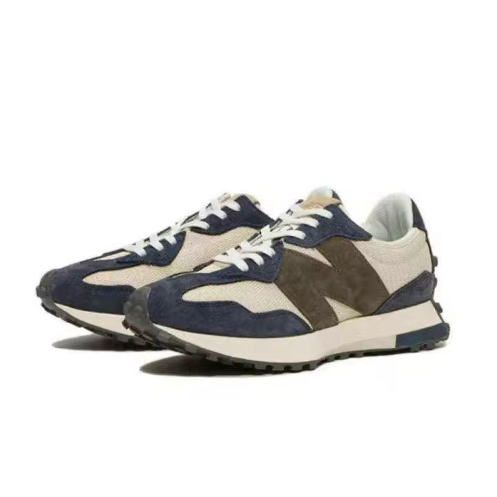 Leten 327 Zapatillas de cuero para hombres y mujeres Zapatillas de carrera - azul-beige Pegatinas de pared - 1