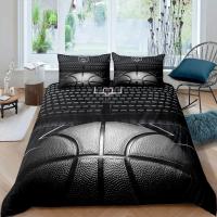 Cubierta de Edredón de Baloncesto con Temática Deportiva 3D en Negro Microfibra Ideal para Juegos Competitivos y Deporte en Cama - details 0