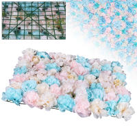 Paneles de flores artificiales para pared, Hortensia sintética azul y rosa, 24x16 pulgadas, 12 paquetes - details 0