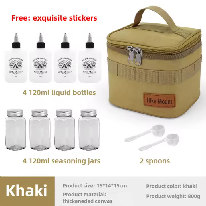 1 Juego, juego de botellas de especias portátiles para acampar, contenedores, salero y bolsa para viajes al aire libre, barbacoa Picn - 1
