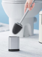 Cepillo De Inodoro Profundo Con Silicona Y Mango De Plástico Antideslizante 1 Pack Cerdas Flexibles (Plata) Limpiador De Baño - details 4