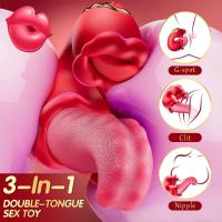 Leten-vibrador 4 en 1 para adultos, juguete sexual para mujeres, consolador de empuje de lengua con temática de rosas, herramienta estimuladora de succión de clítoris para parejas femeninas - details 2