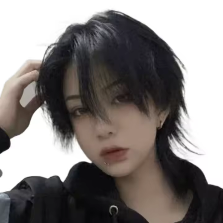 Pelucas de cabeza de salmonete sintético con cola de lobo, peluca larga y esponjosa resistente al calor para Cosplay, pelucas de Anime en capas rectas para fiesta - 1