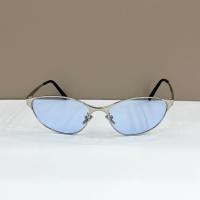 Gafas de sol Retro futuristas con sentido de la tecnología, gafas de sol de ojo de gato de metal, protección UV para mujer, gafas de sol cóncavas, textura de moda para hombre - details 0
