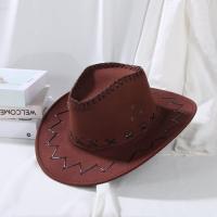 Fashion Unisex Suede Cowboy Hat Fancy Dress Jazz Hat Western Style Wide Brim Felt Fedora Hat Panama Cap Headwear Cap - details 8