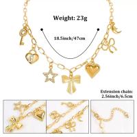 Europea y americana transfronteriza nueva moda clave forma de amor cereza fruta animal marino colgante múltiple chapado en oro collar joyería - details 4