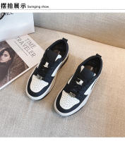 Zapatos blancos de plataforma de cuero, nuevas zapatillas versátiles en blanco y negro, zapatos de tablero de panda que aumentan la altura - details 22