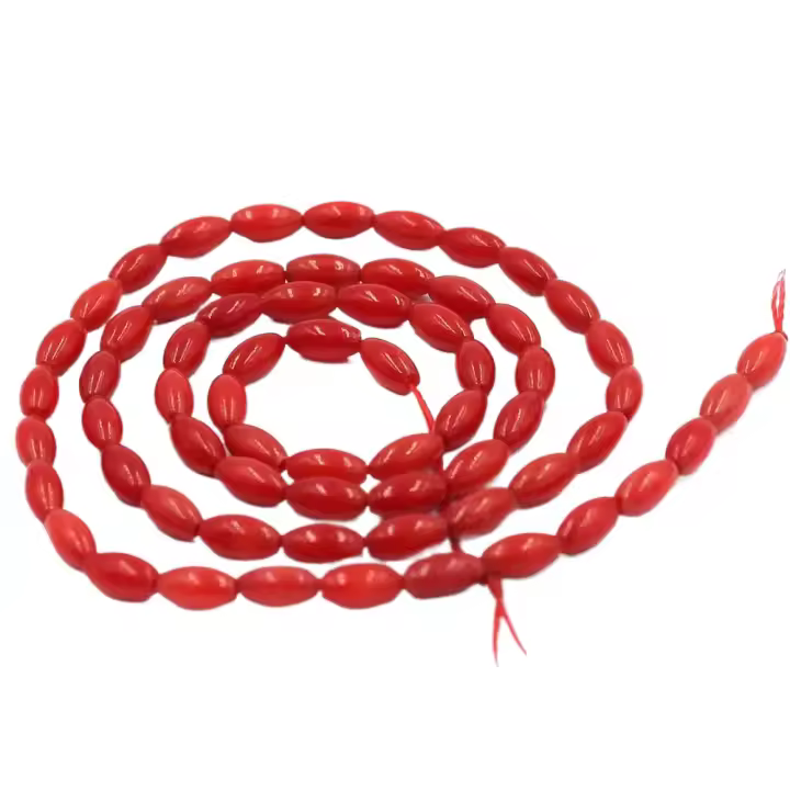 3x6mm pequeña forma de arroz rojo Natural mar bambú Coral suelto DIY accesorios de joyería cuentas espaciadoras hebra 15" - 1