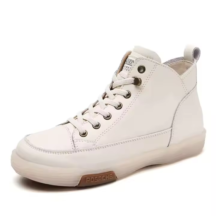 Nuevos zapatos gruesos de cuero de vaca auténtico personalizados con marca que aumenta la altura para mujer, zapatillas de deporte con plataforma interior con cordones para niña - 1