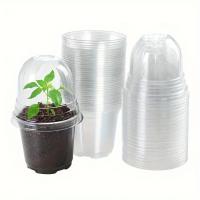 30 juegos de macetas para vivero con cúpulas de humedad, macetas transparentes para vivero de 4 pulgadas (30 macetas + 30 tapas transparentes), macetas para principiantes de semillas, Pla pequeño - details 0