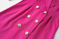 Vestido de traje informal para mujer, chaqueta de manga de tres cuartos, cuello en V, botones, Rosa S - details 14
