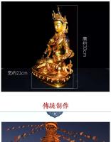 Estatua de Bodhisattva de Cobre Puro de Nepal Hecha a Mano, Completamente Dorada, Longitud de 1 Pie, Decoración del Hogar - details 3